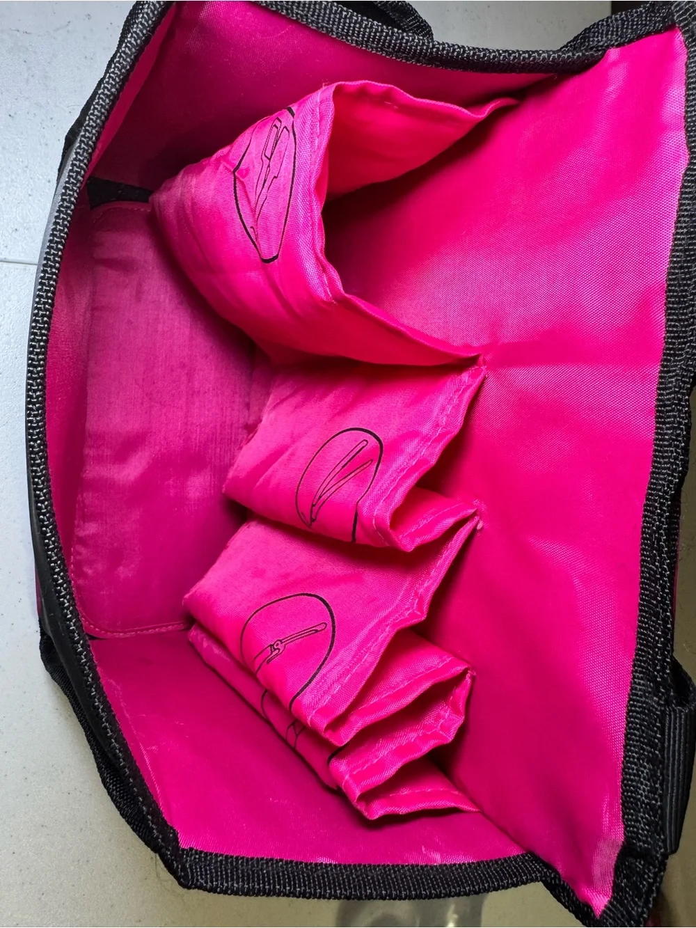 Caboodles Hair Tool Organizer Tote Bag - Black Pink Hot Tool Storage Carry Caddy
